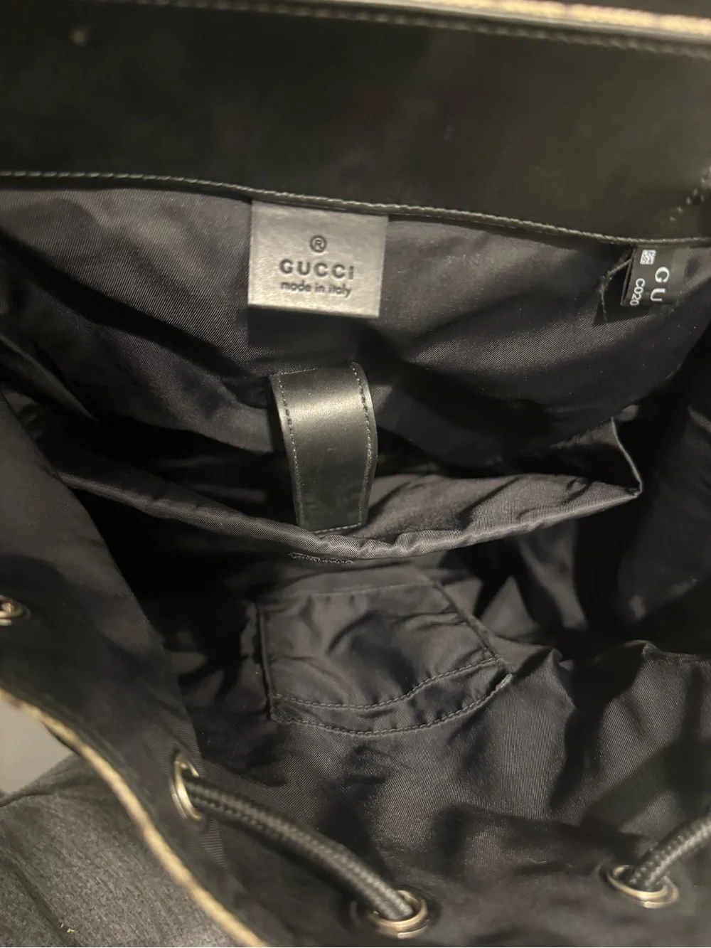 Gucci Brown GG Canvas Backpack with Black Leather Trim GG Supreme canvas